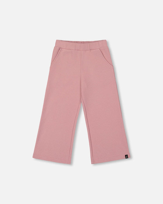 Waffle Flare Leg Pants Dusty Pink
