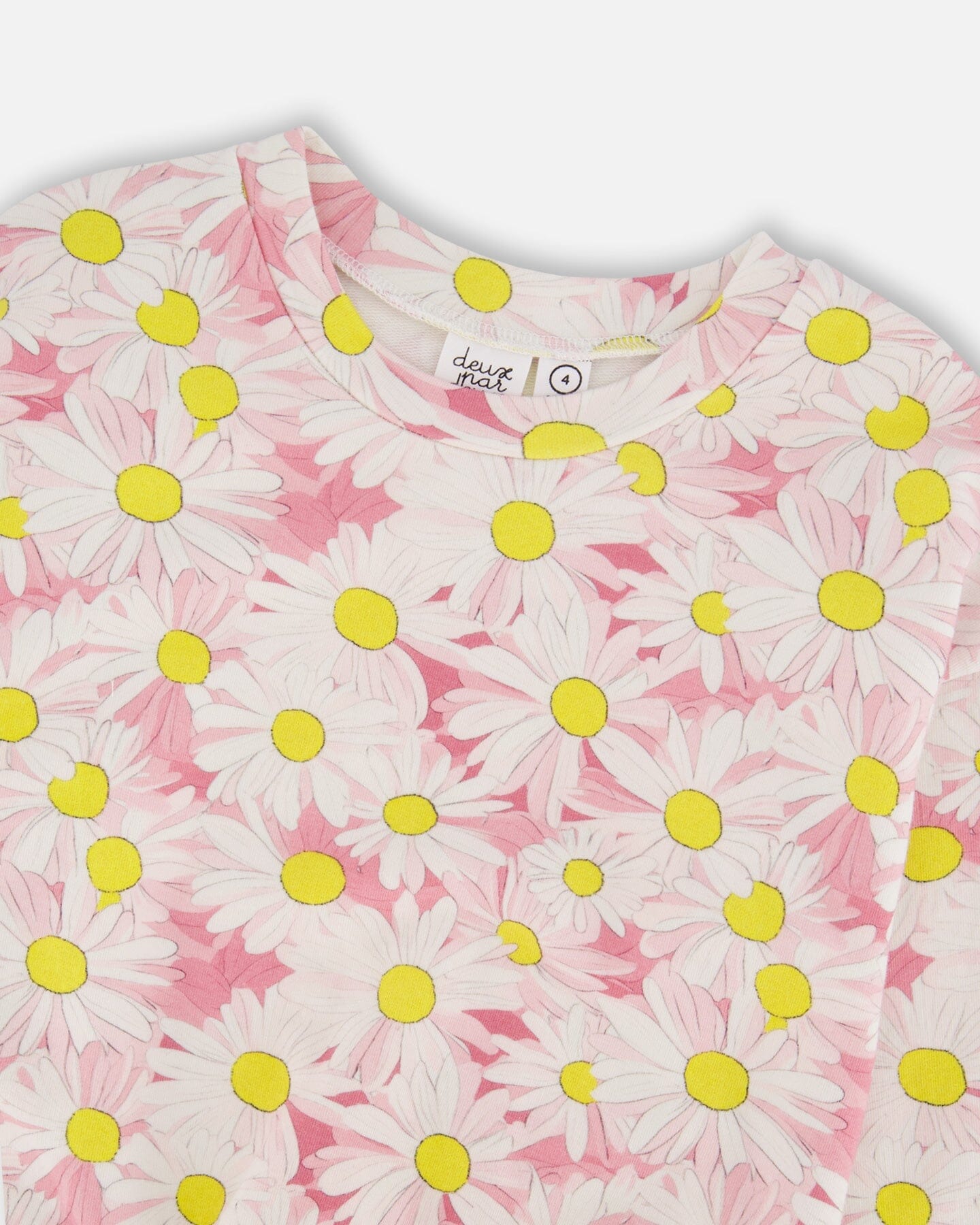 French Terry Sweatshirt Pink Printed Daisies