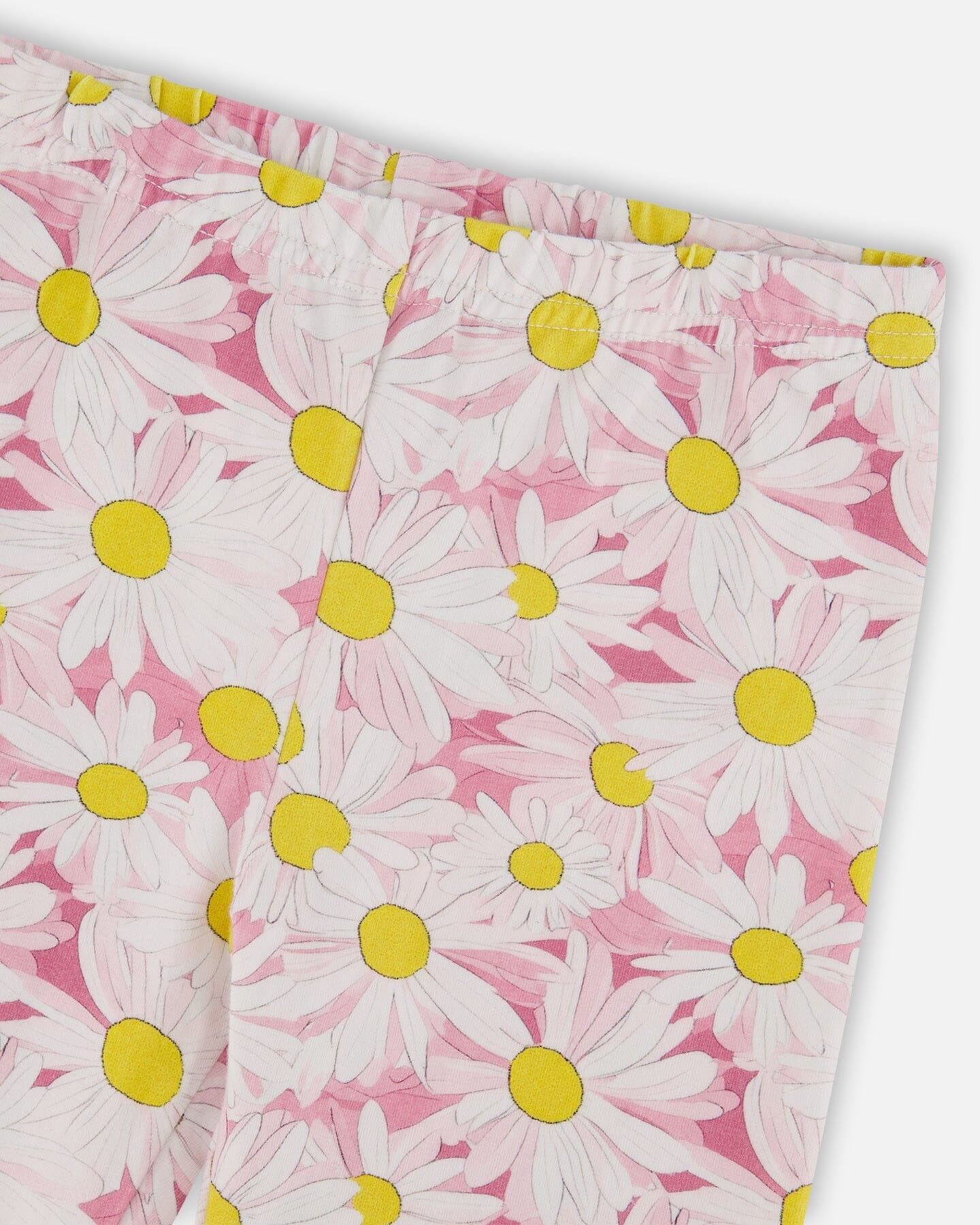 Jersey Capri Pink Printed Daisies