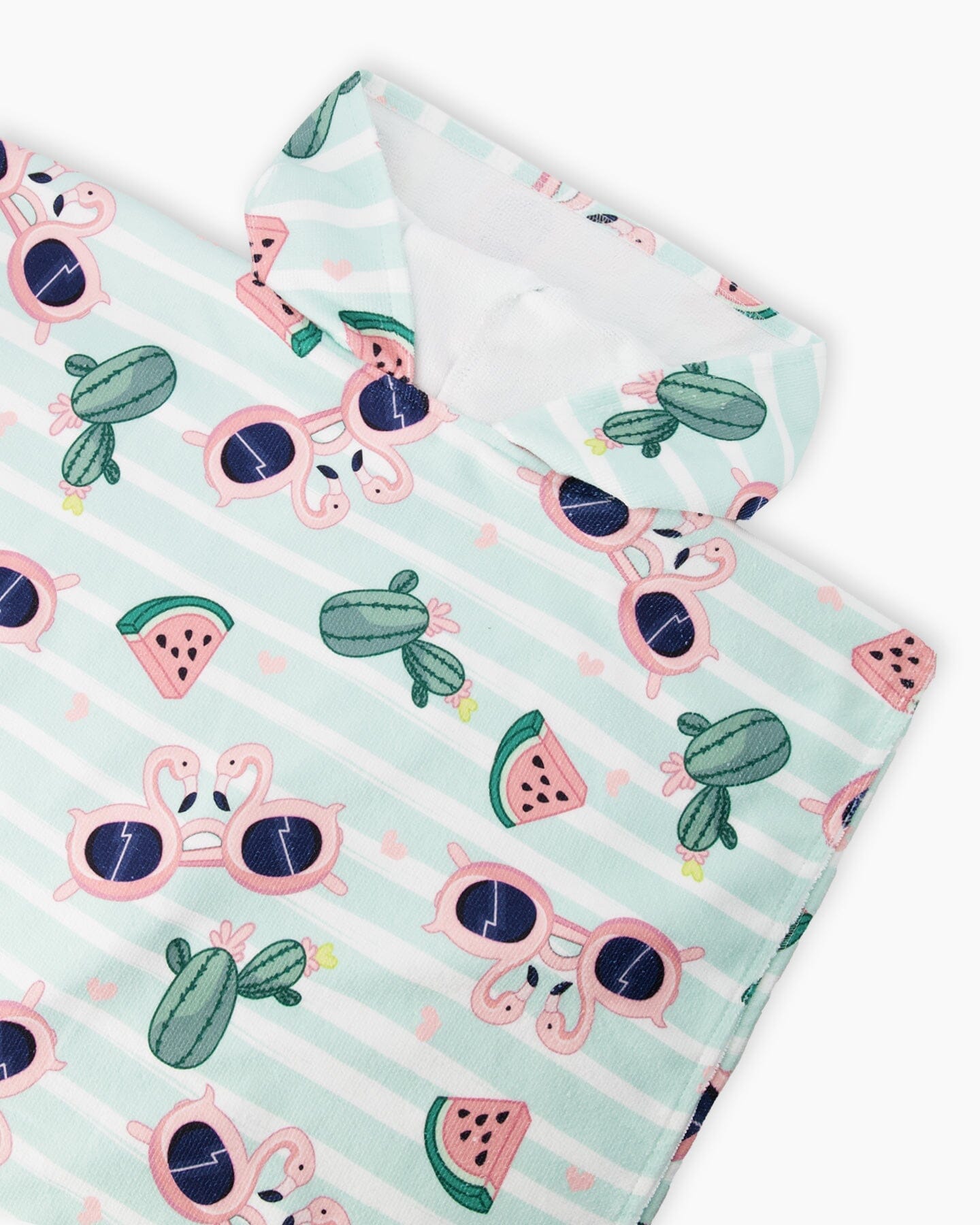 Hooded Beach Towel Blue Flamingo And Cactus Print