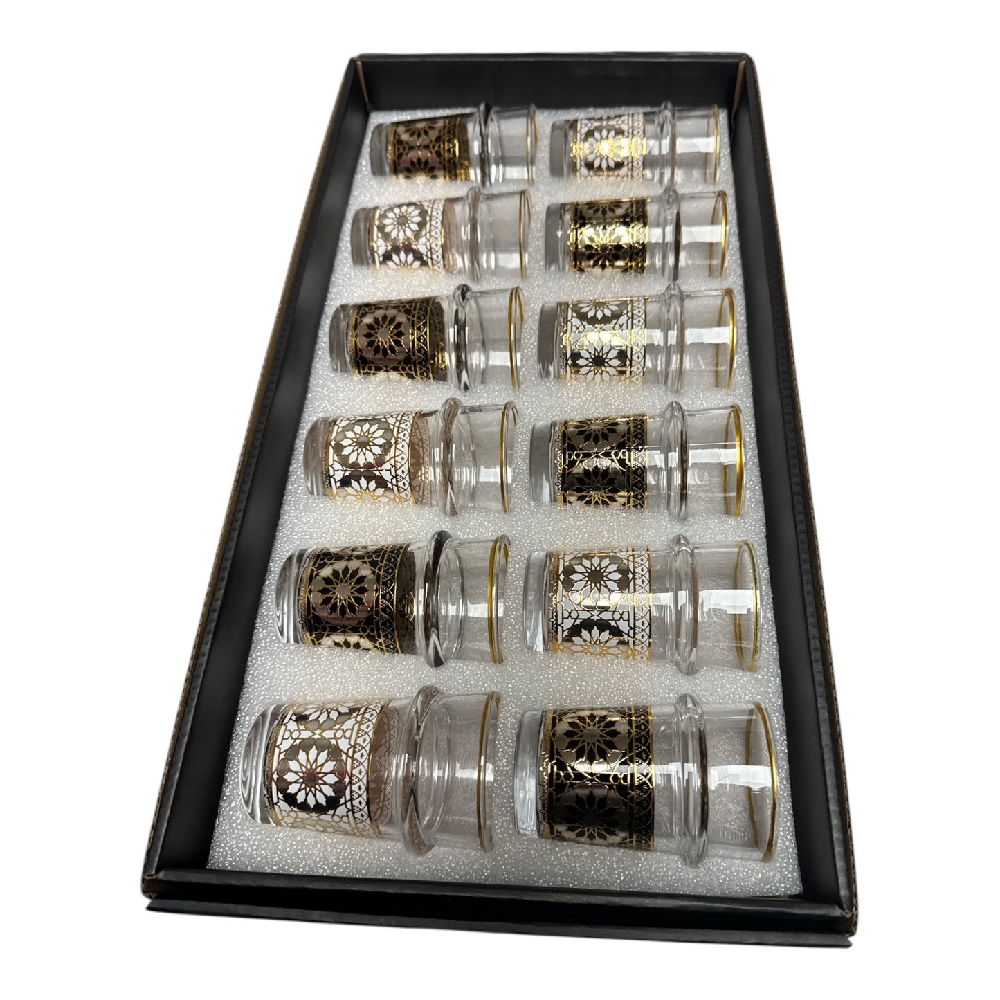 Magic Home Moroccan Tea Glass Set – 12 Pcs (Arabesque Design)