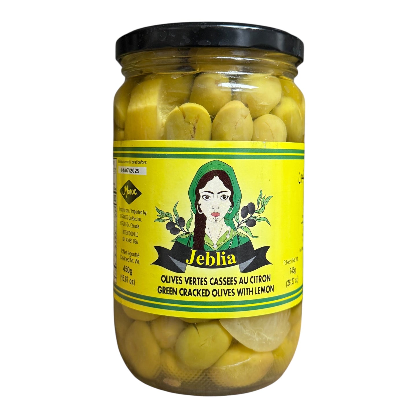 Jeblia Cracked Olives with lemon 480g