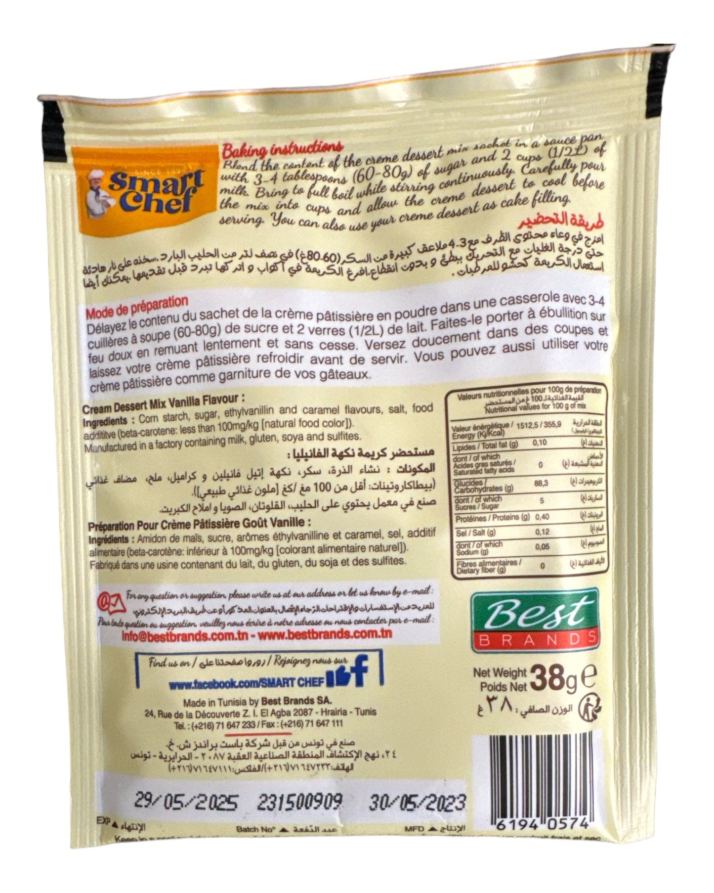 Smart Chef Cream Dessert Mix Vanilla Flavour 38g ZaytunaMart.ca