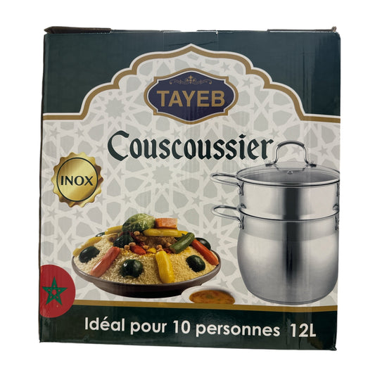 TAYEB Couscoussier Pot Stainless Steel Steamer 12L HOME ZaytunaMart.ca