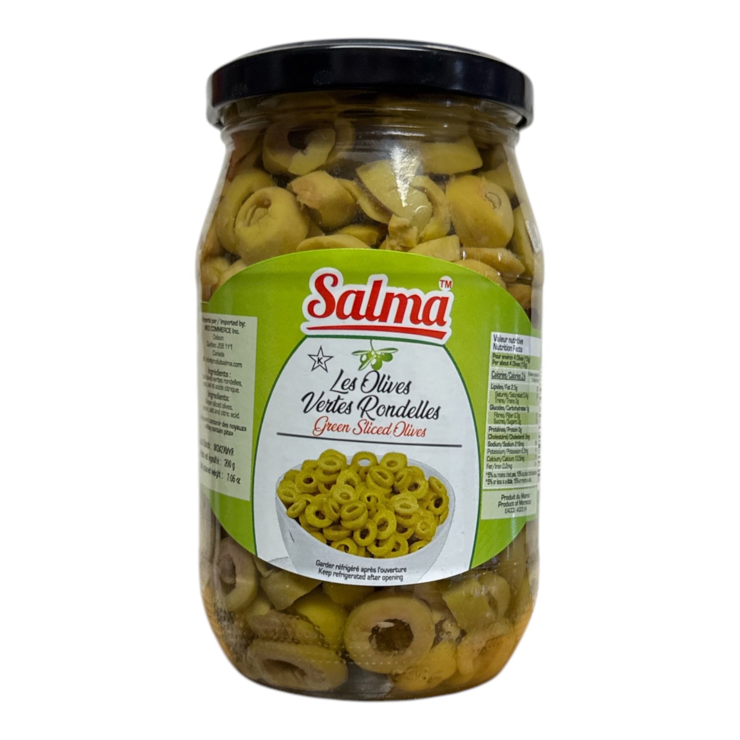 Salma Slicd Green Olives 200g