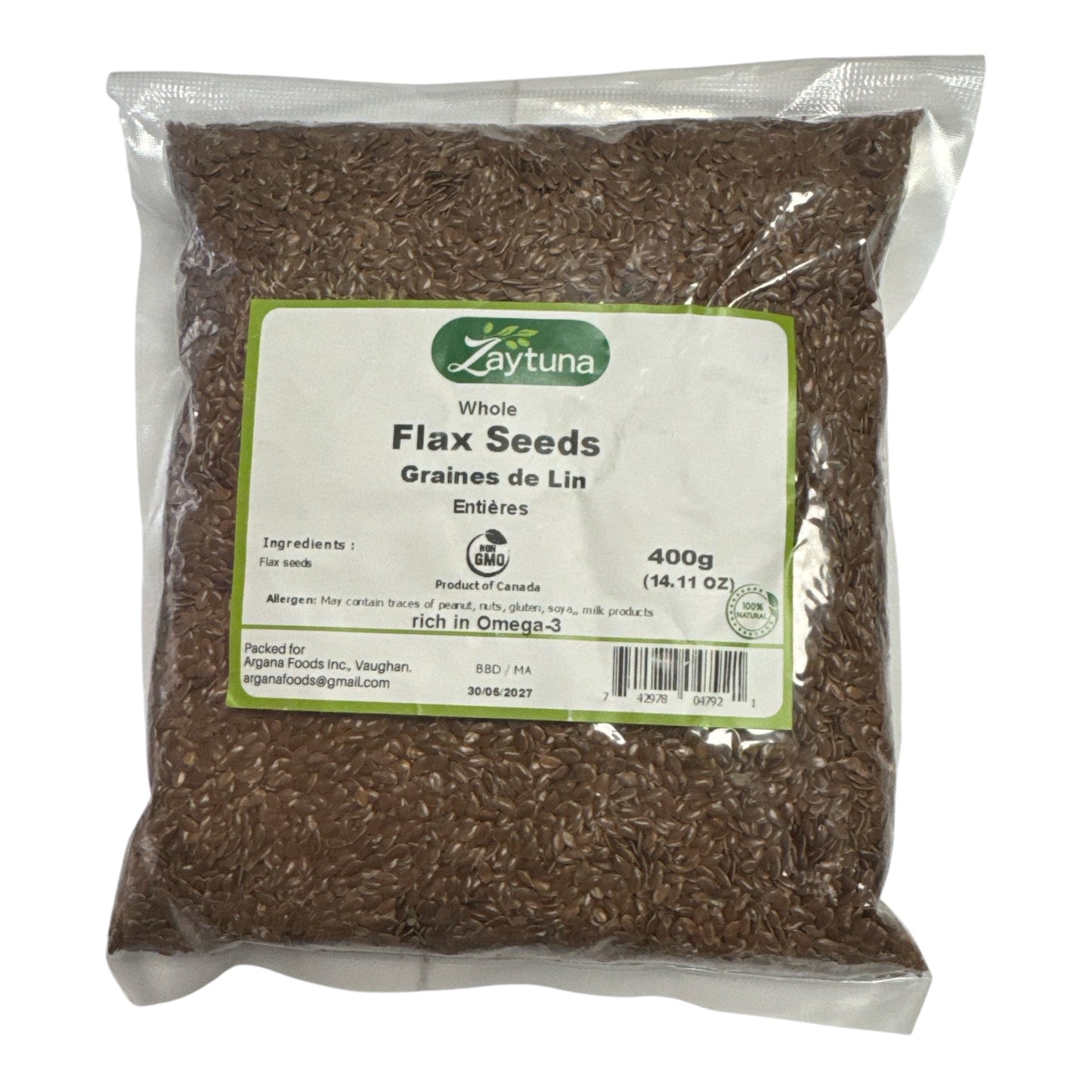 Zaytuna Natural Flax Seeds 400g