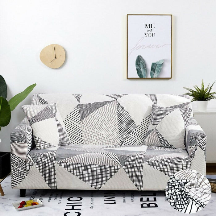 Anyhouz Sofa Cover White Geometric Style and Protection For Living Room