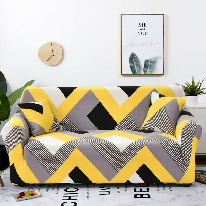 Anyhouz Sofa Cover Yellow Wave Style and Protection For Living Room