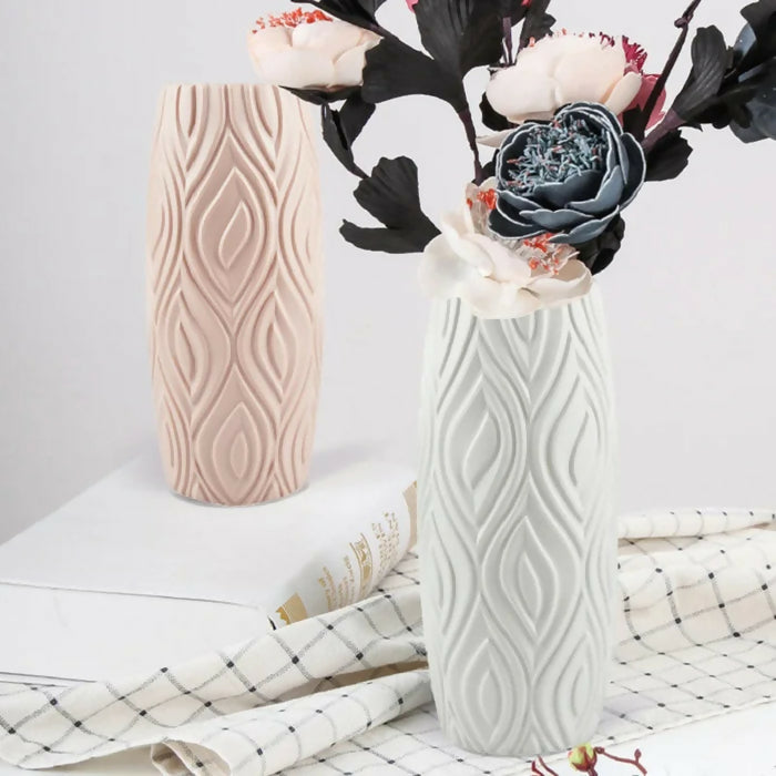 Anyhouz Flower Vase Pink Medium Curve Lines Style Nordic Pot Home Decor