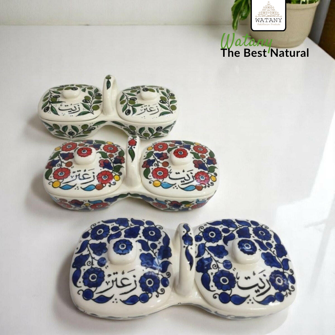 Olive Oil and Zaatar Plates Set 12×11.5×23.5 cm