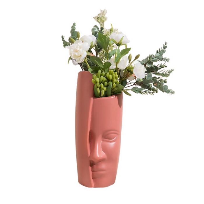 Anyhouz Flower Vase Large Half Face Nordic Plastic Pot Table Decor