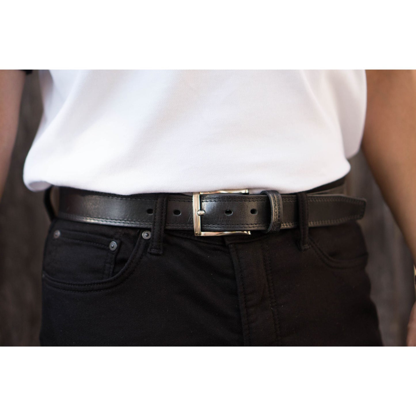 The Milestone Belt - Black Formal 100% Real Leather Belt