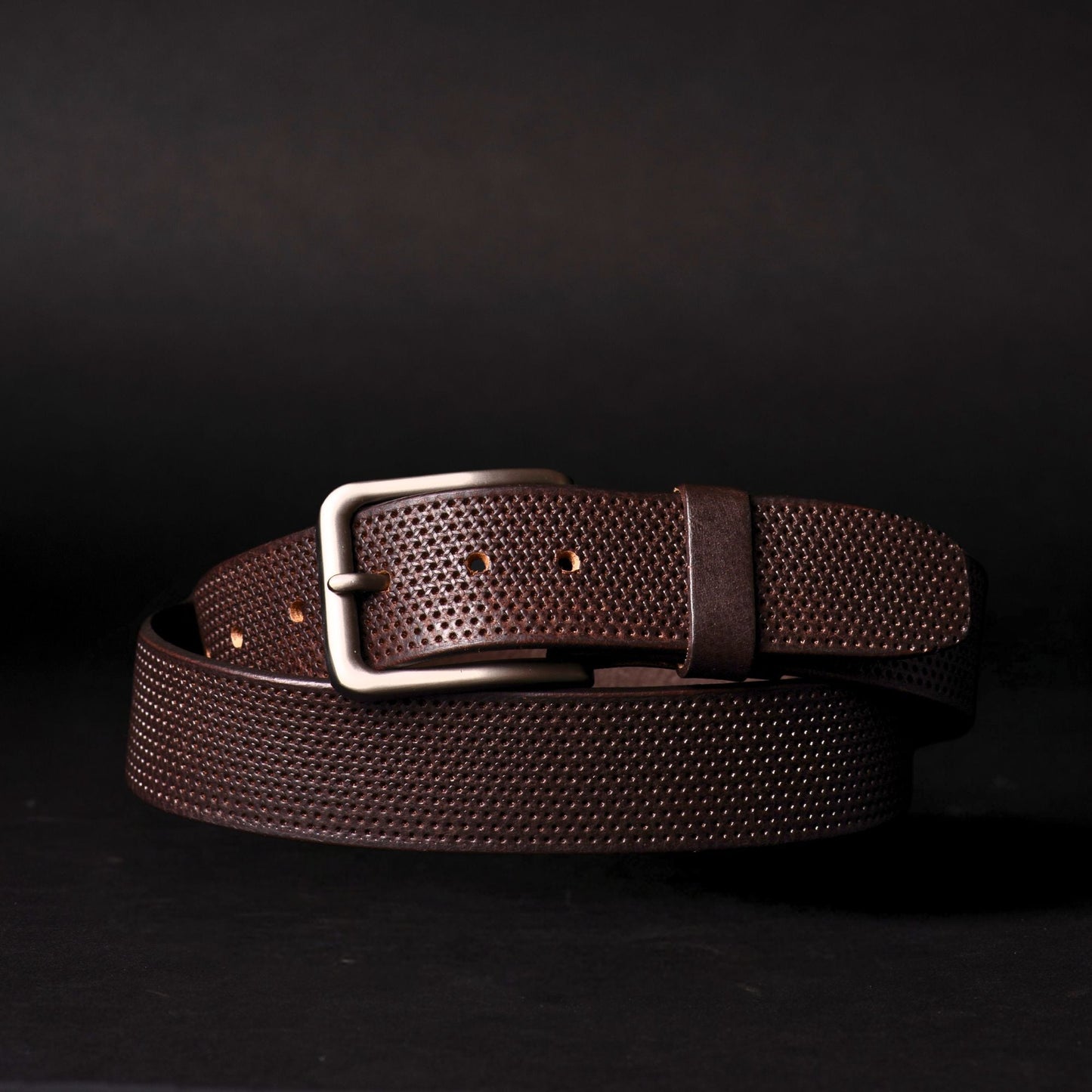The Matrix Belt - Black Perforated 100% Full-Grain Leather Belt