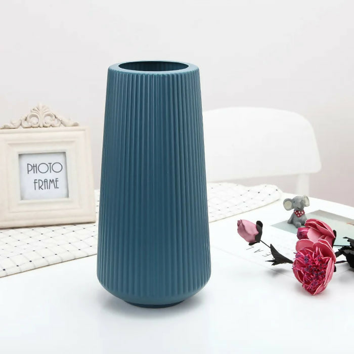 Anyhouz Flower Vase Large Ribbed Nordic Style Pot Living Room Decor