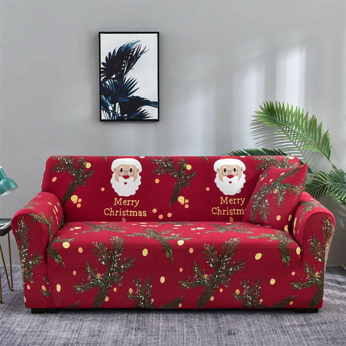 Anyhouz Sofa Cover Red Christmas Santa Claus Design Non Slip Stretchable Slipcover