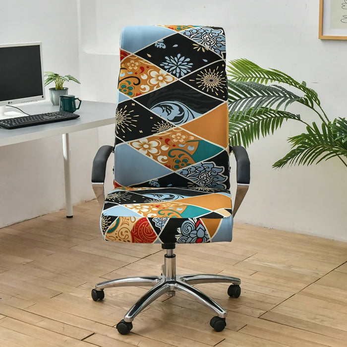 Anyhouz Office Chair Cover All Seasons Design Non-Slip Rotating Seat