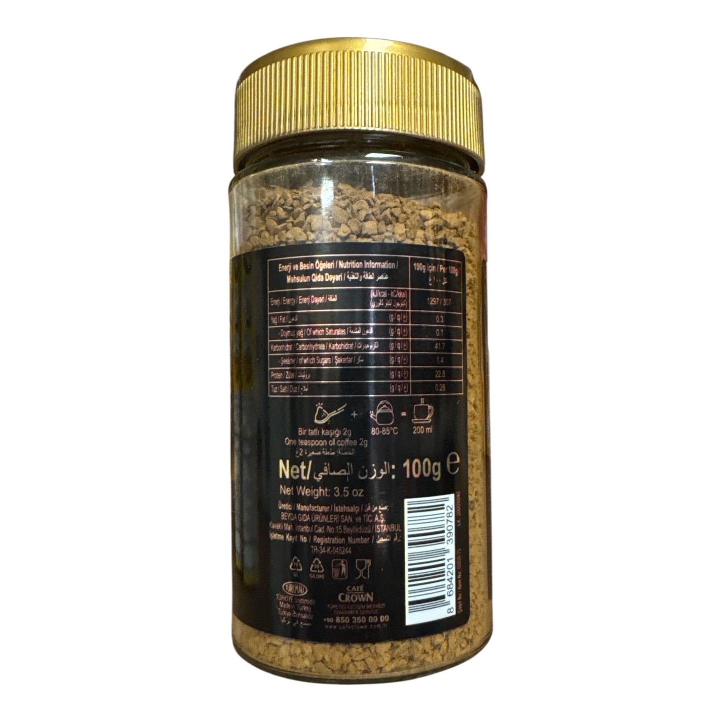 Café Crown Gold Instant Coffee 100g – Intense & Smooth