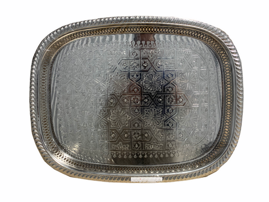 Tea Tray Silver Rectangular 45x35 cm Kitchen Accessories ZaytunaMart.ca