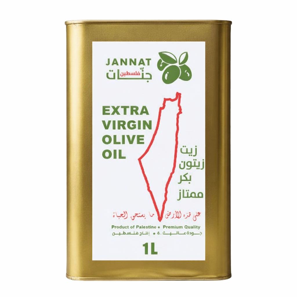 Huile d'olive extra vierge Jannat – Bidon de 1L (Produit de Palestine)