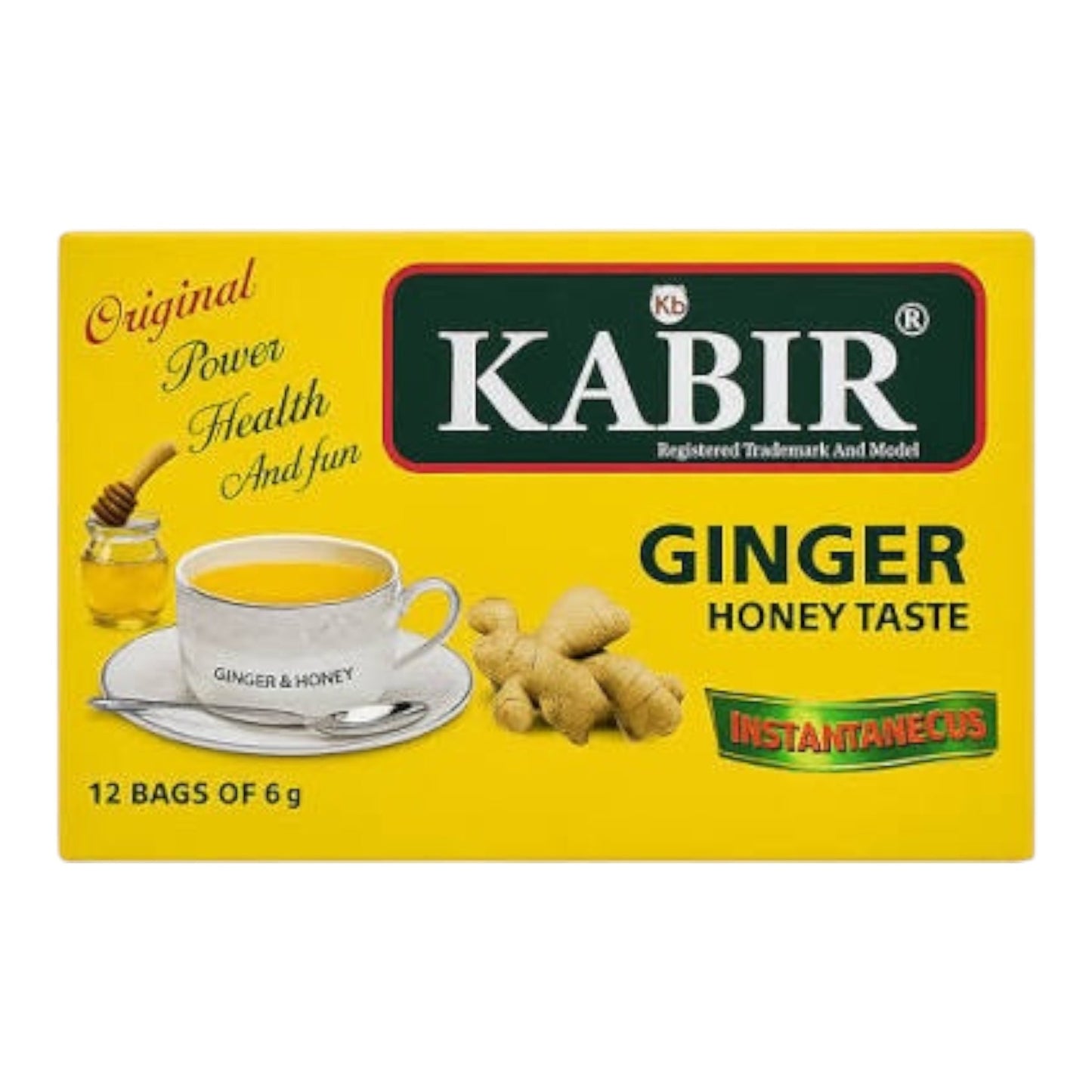 Thé instantané au gingembre et miel Kabir – 12 sachets (6g chacun)
