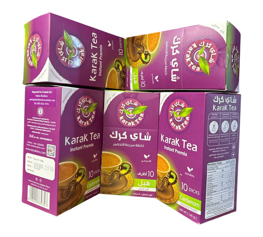 Karak Tea Instant Premix with Cardamom unsweetened - 5 Pack (10 x 20g Sachets Each) FOODS ZaytunaMart.ca