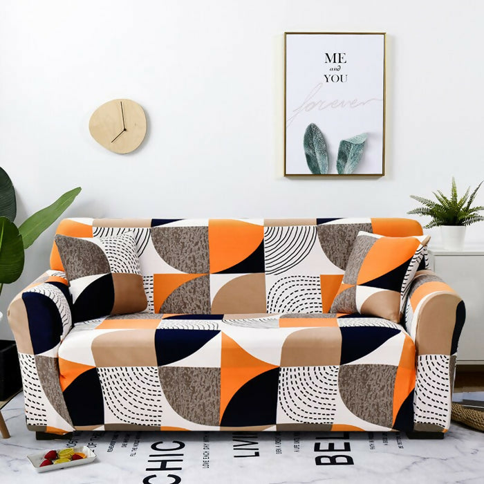 Anyhouz Sofa Cover Orange Geometric Style and Protection For Living Room
