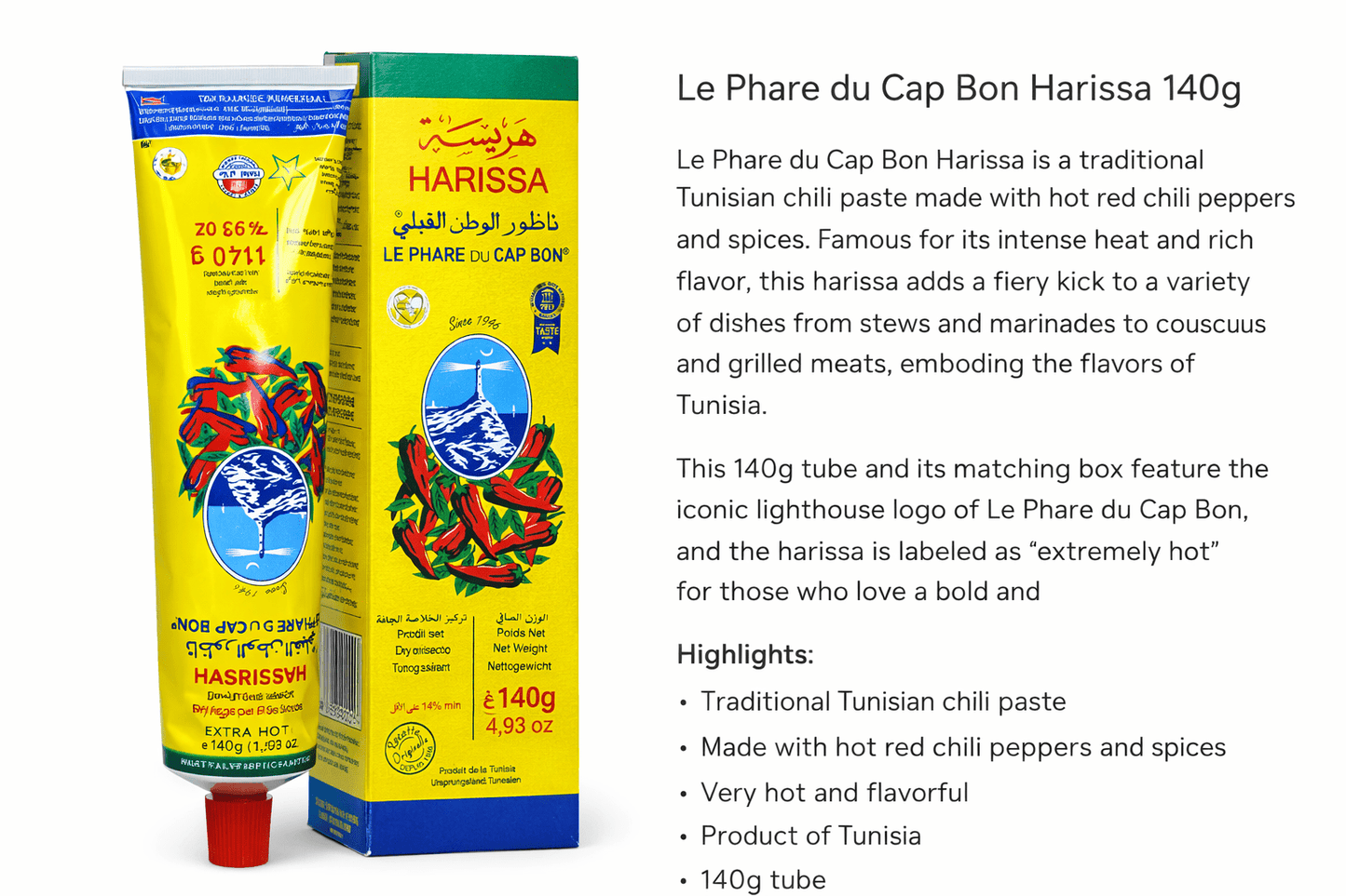 Pâte d'harissa Le Phare du Cap Bon 140g