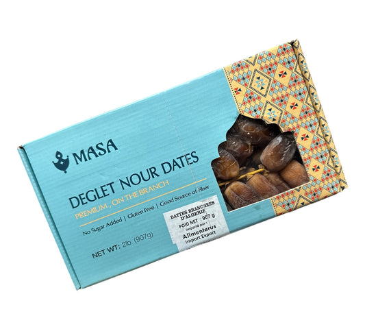 MASA Algerian Golden Deglet Nour Branched Dates 2lbs - ZaytunaMart.ca