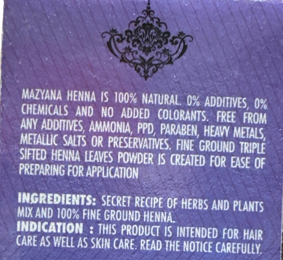 Mazyana Natural Henna with Herbs 125g - ZaytunaMart.ca