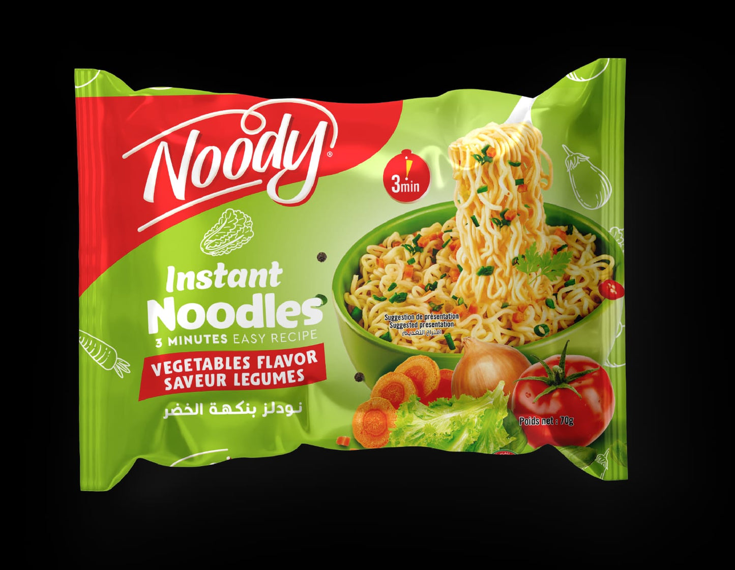 Nouilles Instantanées Halal Noody Légumes 5x70g