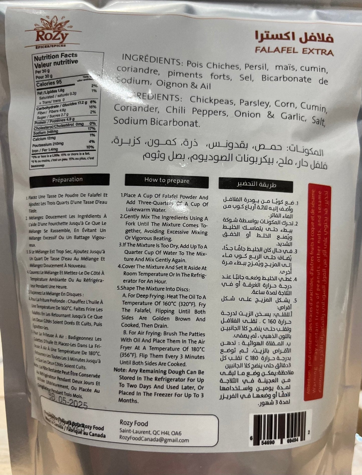RoZy Falafel Powder 454g - ZaytunaMart.ca