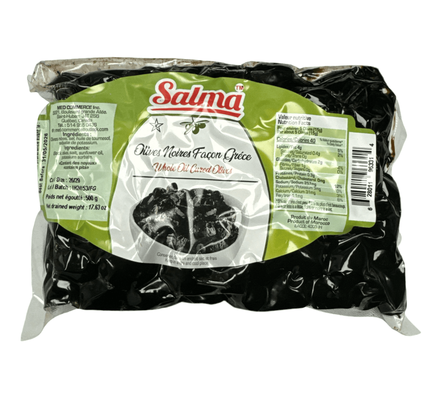 Salma Moroccan Dried Black Olives Greek Style 500g