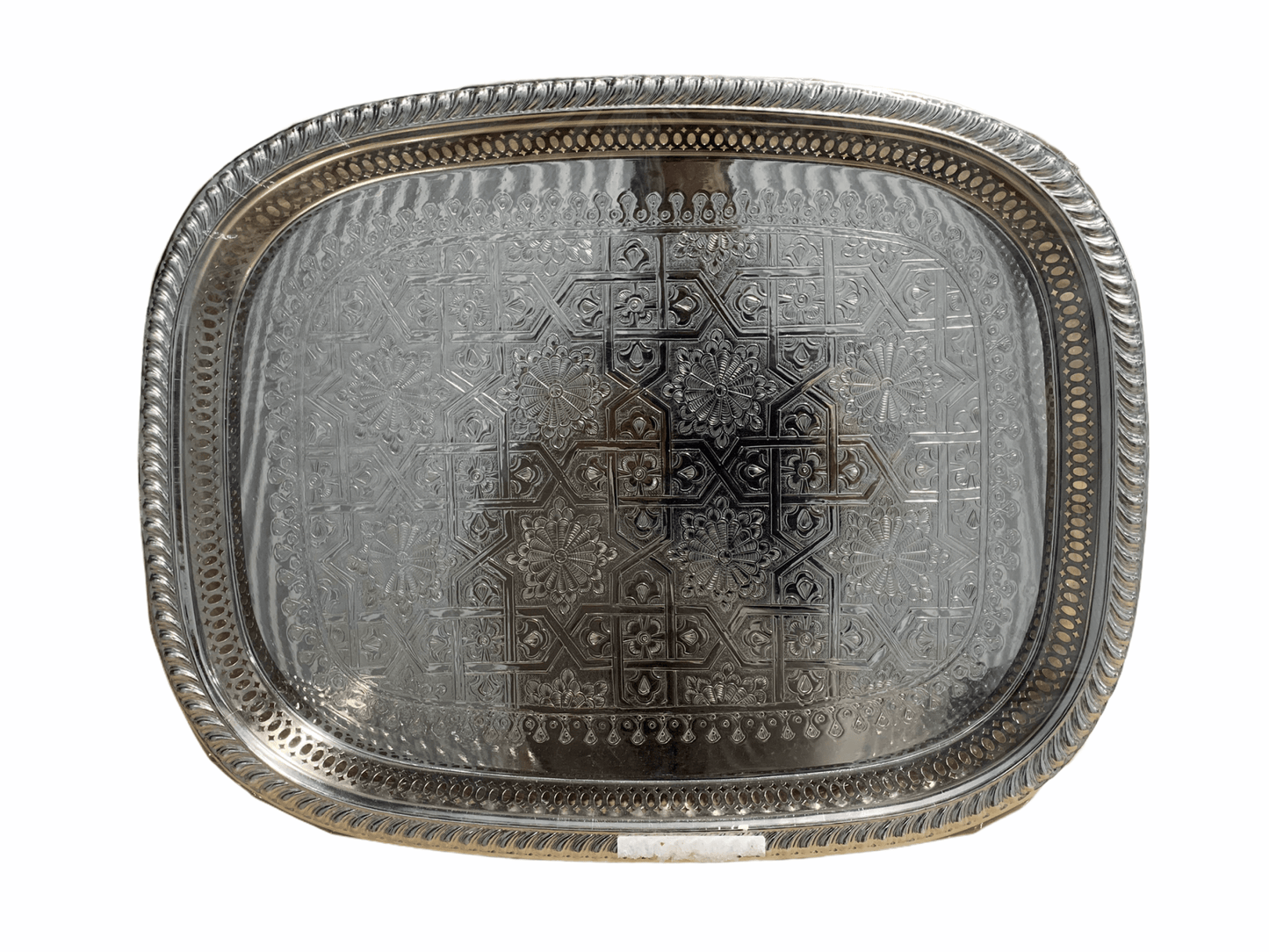 Plateau de service rectangulaire en argent 40x30cm