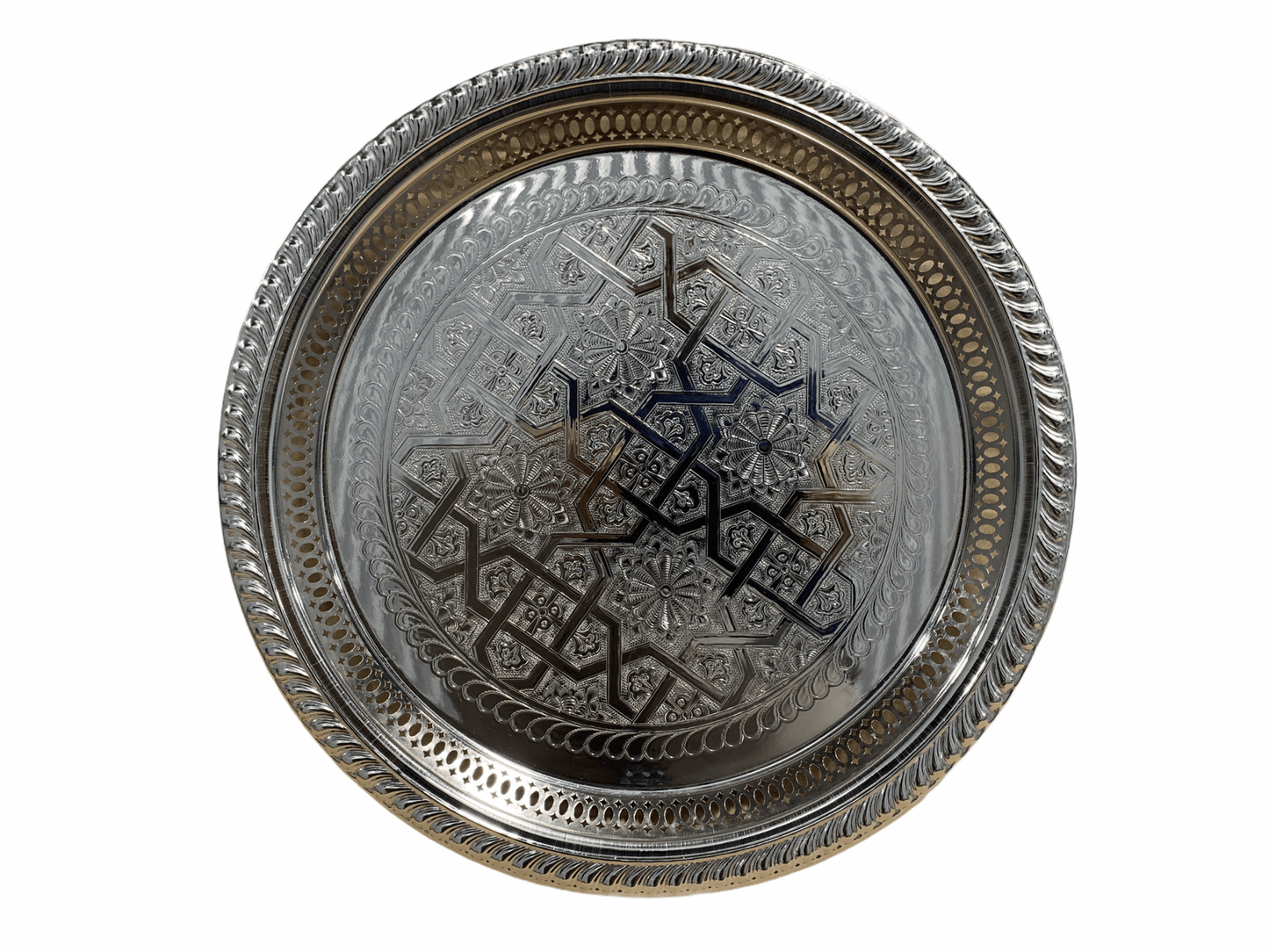 Tea Tray Silver Round 30 cm - ZaytunaMart.ca