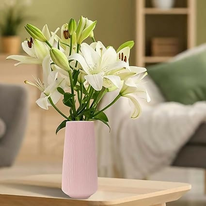 Anyhouz Flower Vase Large Ribbed Nordic Style Pot Living Room Decor