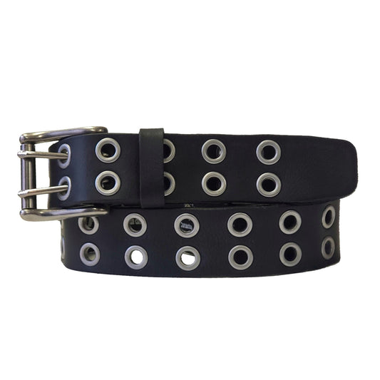 Brixton - Black Double Grommet 100 % Full Grain Leather Belt
