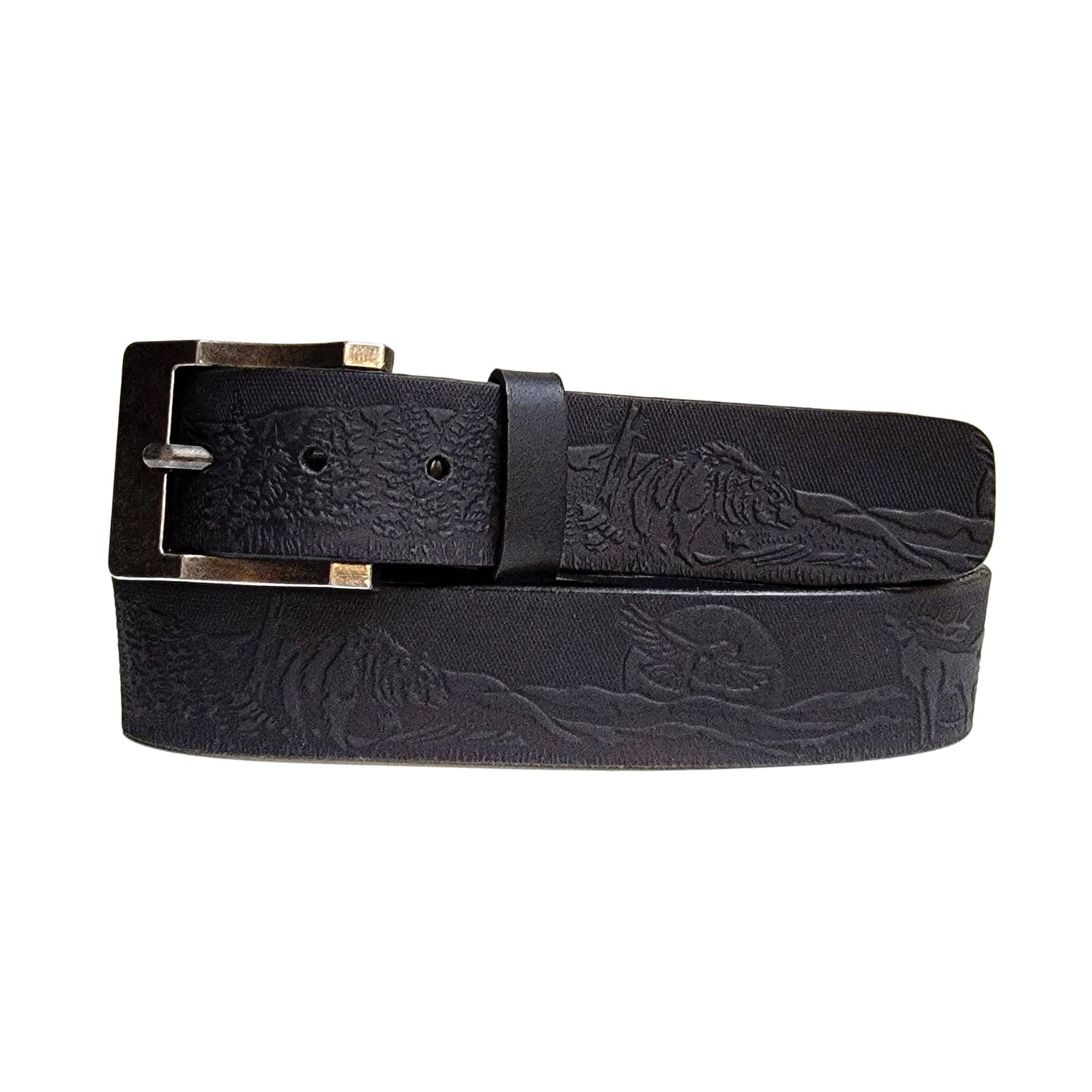The Wildlife Belt - Cognac Embossed Full Grain Leather Belt Made in Canada