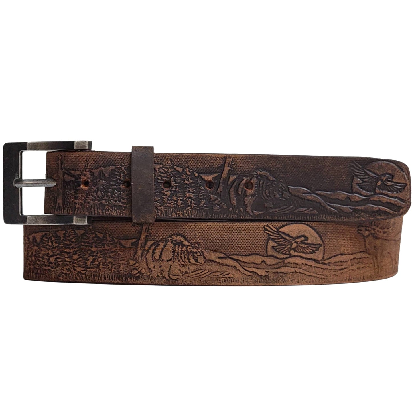 The Wildlife Belt - Black Embossed Full Grain Leather Belt Made in Canada