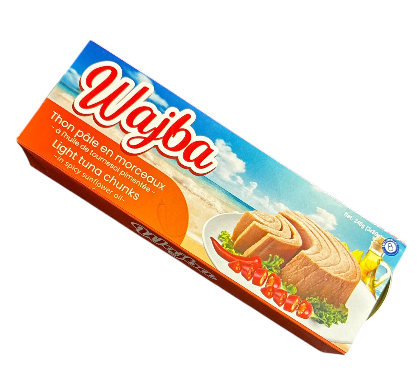 Wajba Thon en Morceaux à l'Huile de Tournesol Pimentée 3x80g