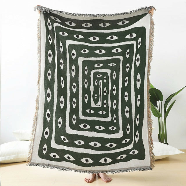 Anyhouz Throw Blanket Green Eye Snake Camping Mat