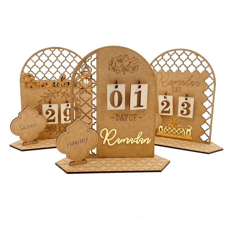 Wooden Ramadan Kareem Table Decoration and Calendar