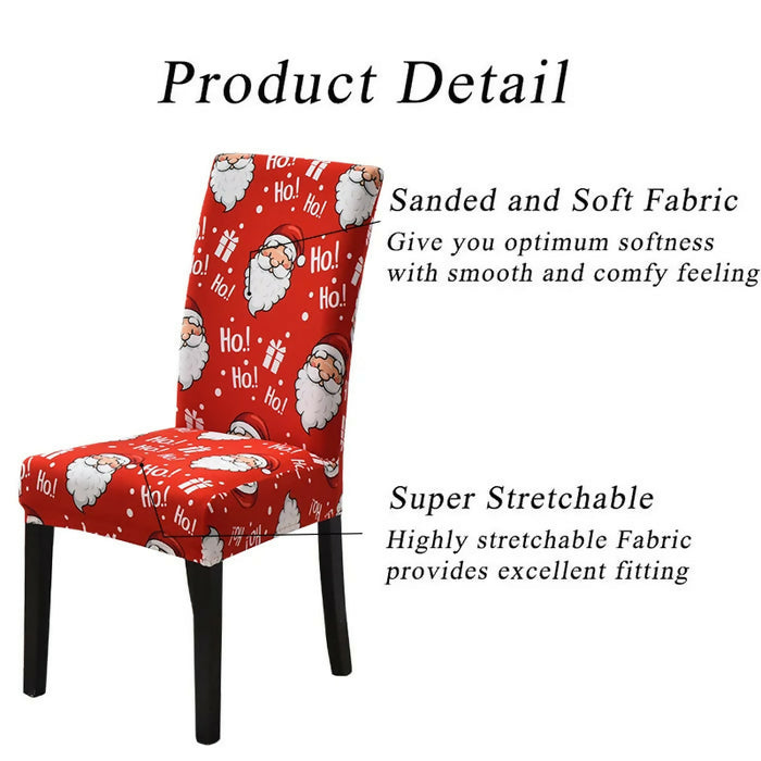 Anyhouz Chair Cover Maroon Festive Christmas Design Stretchable Dining Slipcover