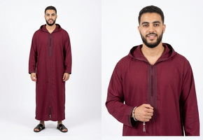 Authentic Handcrafted Moroccan Djellaba – Premium Mlifa Fabric – Bordeaux