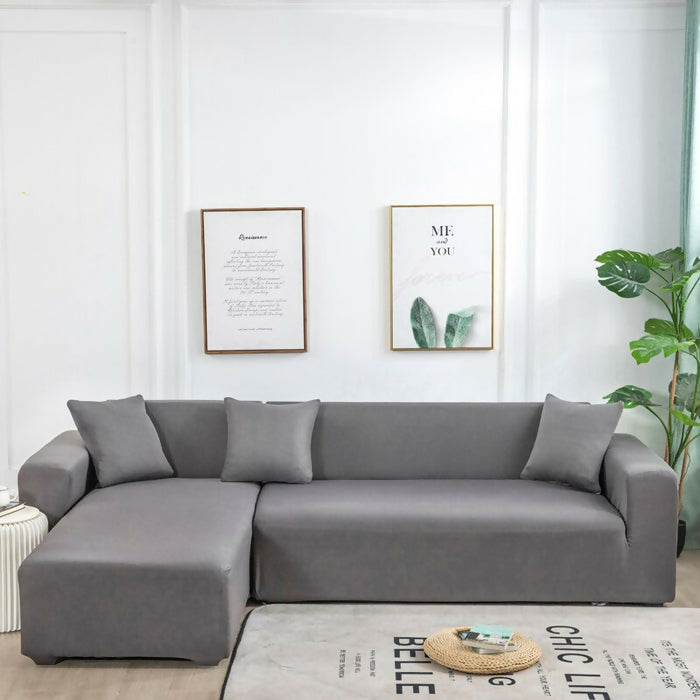 Anyhouz Sofa Cover Plain Ash Grey Style and Protection