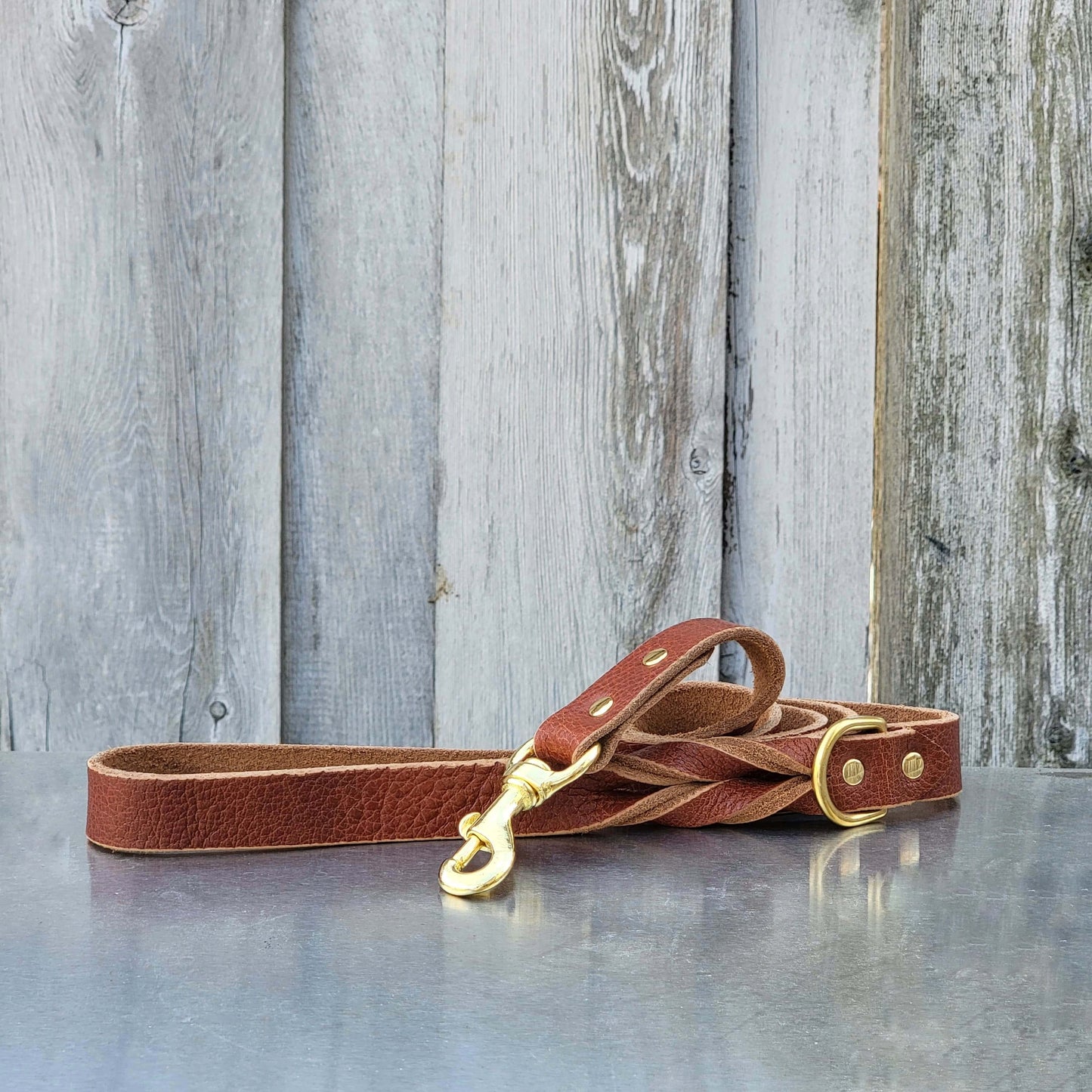 Brown Braided Leather Dog Leash 60'' - Made in Canada