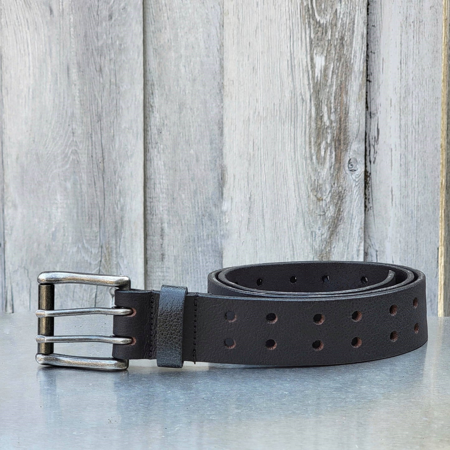 Brown Double Hole Full Grain Leather Belt