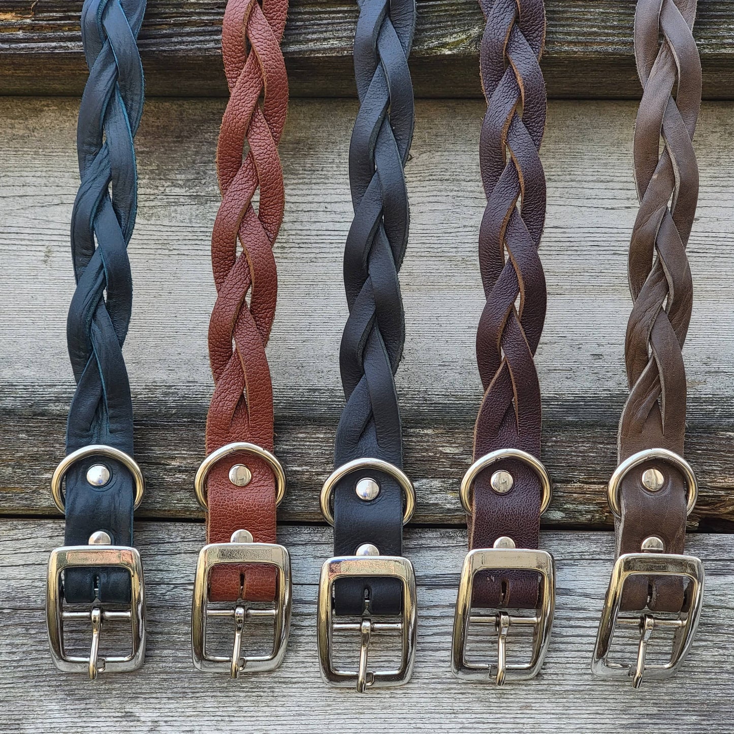 Handmade Braided Leather Dog Collars - Made in Canada