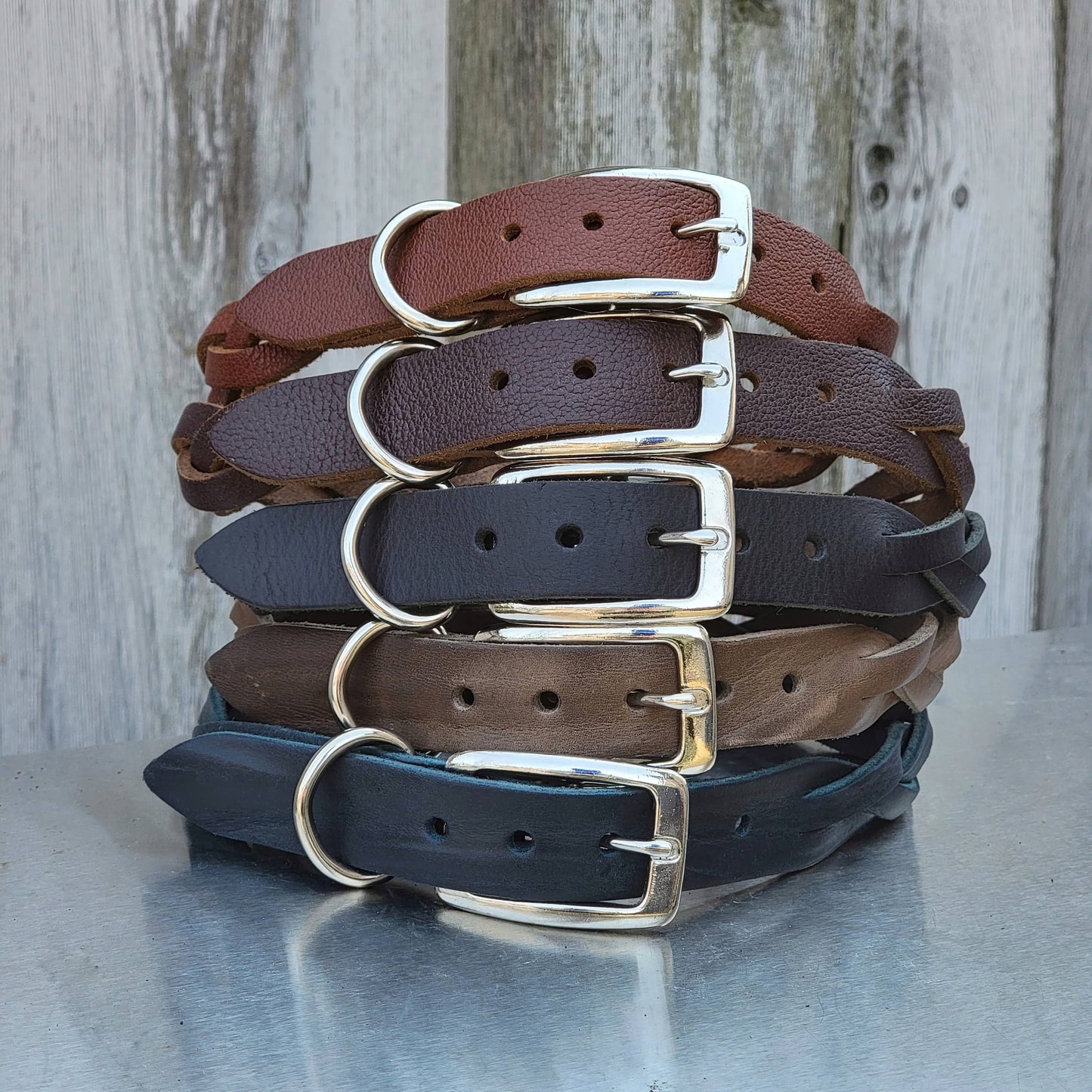 Handmade Braided Leather Dog Collars - Made in Canada