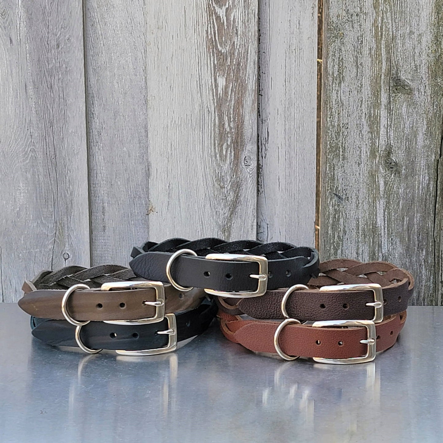 Handmade Braided Leather Dog Collars - Made in Canada