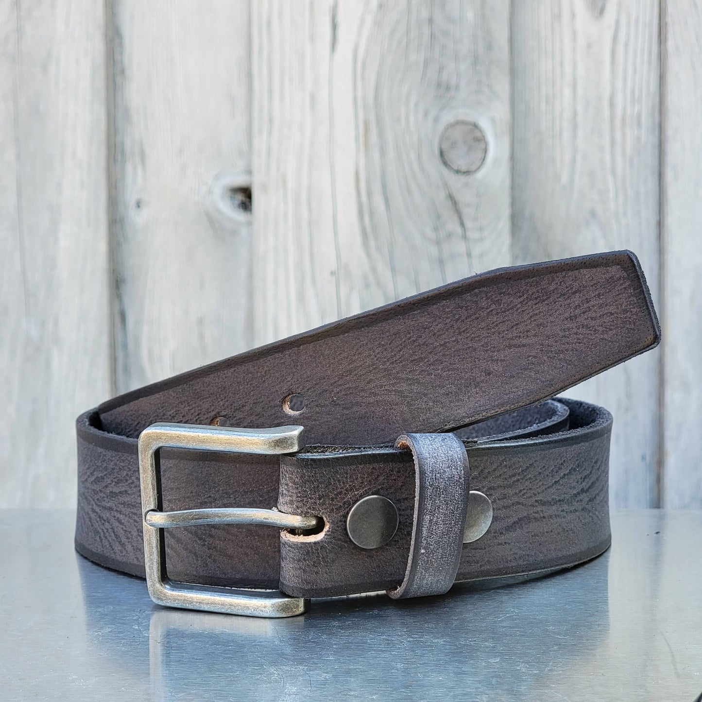 The Canyon Belt - Tan Leather Belt with Charred Edges